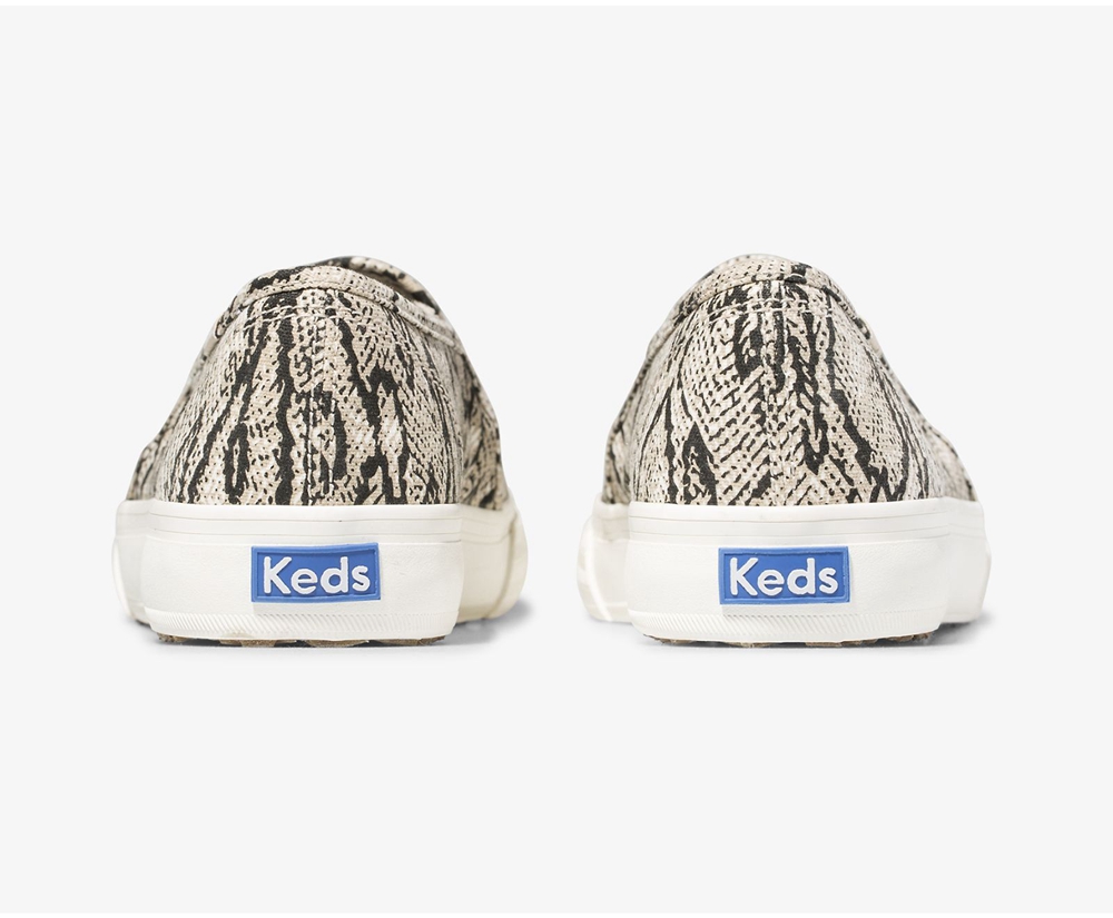 Slip On Γυναικεια - Keds Double Decker Animal - Λευκα/Μαυρα - UIHDS1896